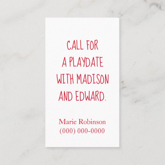 Behalten Sie im Touch-Panda Playdate Telefonnummerkarte (Rückseite)