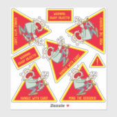 Behalten Sie mit Vorsicht scharfe Objekte Cartoon- Aufkleber (Blatt)