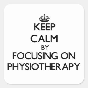 Behalten Sie Ruhe, indem Sie auf Physiotherapie Quadratischer Aufkleber