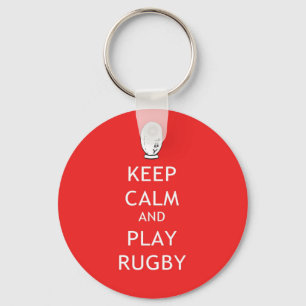 Behalten Sie Ruhe-u. Spiel-Rugby Schlüsselanhänger