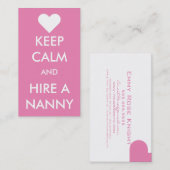 Behalten Sie Ruhe u. stellen Sie ein Kindermädchen Visitenkarte (Vorne/Hinten)