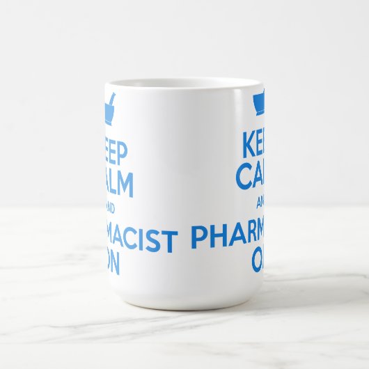 Behalten Sie Ruhe und Apotheker auf Tasse (Mittel)
