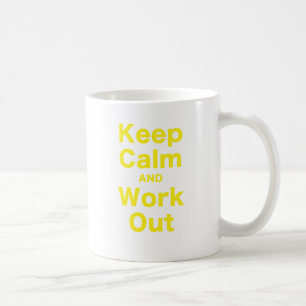 Behalten Sie Ruhe und arbeiten Sie aus Kaffeetasse