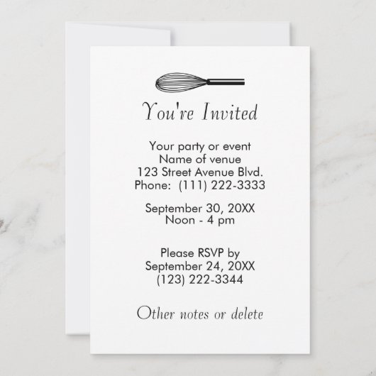 Behalten Sie Ruhe und backen Sie auf Einladungen, Einladung (Rückseite)