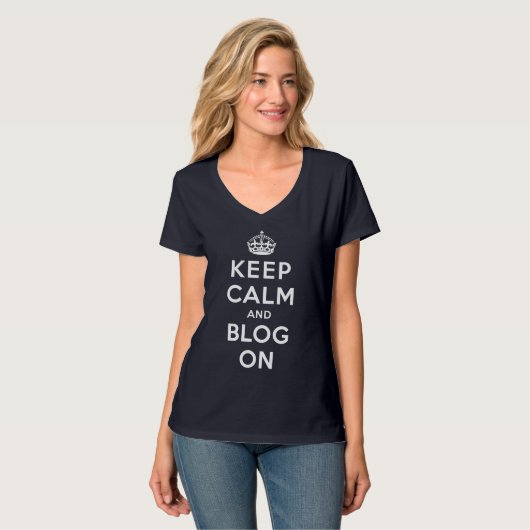Behalten Sie Ruhe und Blog an T-Shirt (Vorderseite Vollansicht)