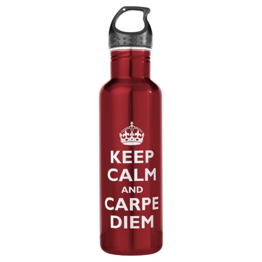 Behalten Sie Ruhe und Carpe Diem Edelstahlflasche (Vorderseite)