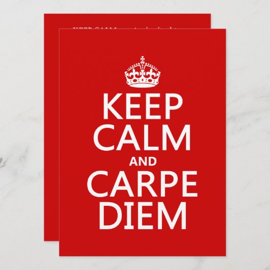 Behalten Sie Ruhe und Carpe Diem Einladung (Vorne/Hinten)
