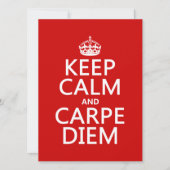 Behalten Sie Ruhe und Carpe Diem Einladung (Vorderseite)