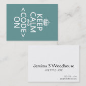 Behalten Sie Ruhe und <Code> Auf - allen Farben Visitenkarte (Vorne/Hinten)