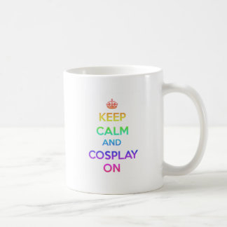 Behalten Sie Ruhe und Cosplay an Kaffeetasse