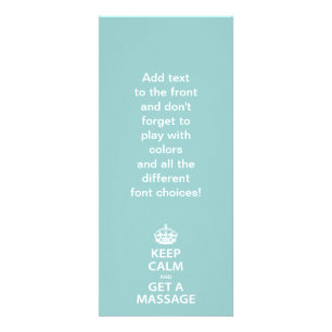 Behalten Sie Ruhe und erhalten Sie eine Massage Werbekarte