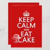 Behalten Sie Ruhe und essen Sie Kuchen Einladung (Vorne/Hinten)