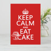 Behalten Sie Ruhe und essen Sie Kuchen Einladung (Stehend Vorderseite)