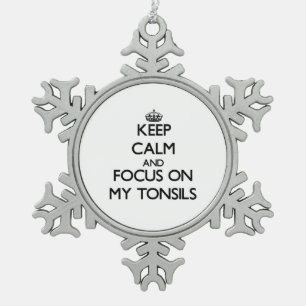 Behalten Sie Ruhe und Fokus auf meinen Mandeln Schneeflocken Zinn-Ornament