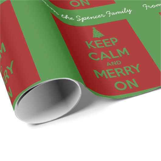 Behalten Sie Ruhe und fröhlich auf Geschenkpapier (Rolleneckpunkt)