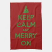 Behalten Sie Ruhe und fröhlich auf Rot und Grün Geschirrtuch (Vertikal)