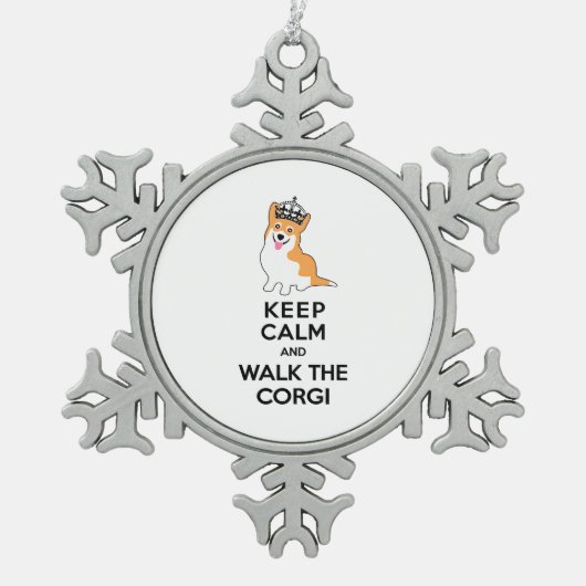 Behalten Sie Ruhe und gehen Sie der Schneeflocken Zinn-Ornament (Vorderseite)