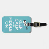 Behalten Sie Ruhe und Geige auf Blau Gepäckanhänger (Vorderseite horizontal)