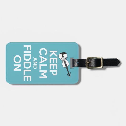 Behalten Sie Ruhe und Geige auf Blau Gepäckanhänger (Vorderseite horizontal)