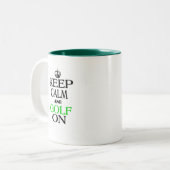 Behalten Sie Ruhe und Golf an Zweifarbige Tasse (Vorderseite Links)