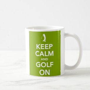 Behalten Sie Ruhe und Golf auf Tasse