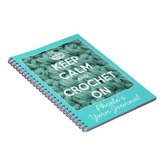 Behalten Sie Ruhe und häkeln Sie auf Blau Notizblock (Rechte Seite)