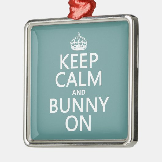 Behalten Sie Ruhe und Häschen an Silbernes Ornament (Links)