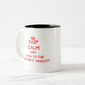 Behalten Sie Ruhe und hören Sie auf den Zweifarbige Tasse (Vorderseite Links)