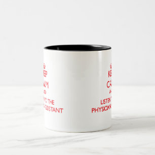 Behalten Sie Ruhe und hören Sie auf den Zweifarbige Tasse