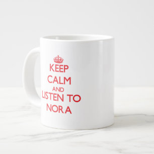 Behalten Sie Ruhe und hören Sie auf Nora Jumbo-Tasse