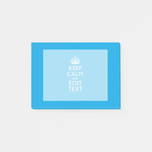 Behalten Sie Ruhe und Ihren Text auf Himmel-Blau Post-it Klebezettel