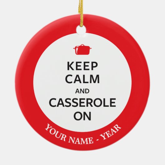 Behalten Sie Ruhe und Kasserolle an Keramik Ornament (Hinten)