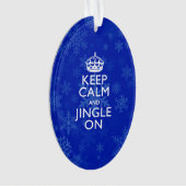 Behalten Sie Ruhe und Klingel auf blauen Ornament (Vorderseite)