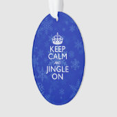 Behalten Sie Ruhe und Klingel auf blauen Ornament (Vorderseite)