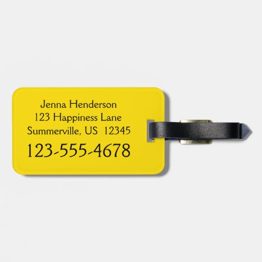 Behalten Sie Ruhe und lächeln Sie auf Gelb Gepäckanhänger (Rückseite horizontal)
