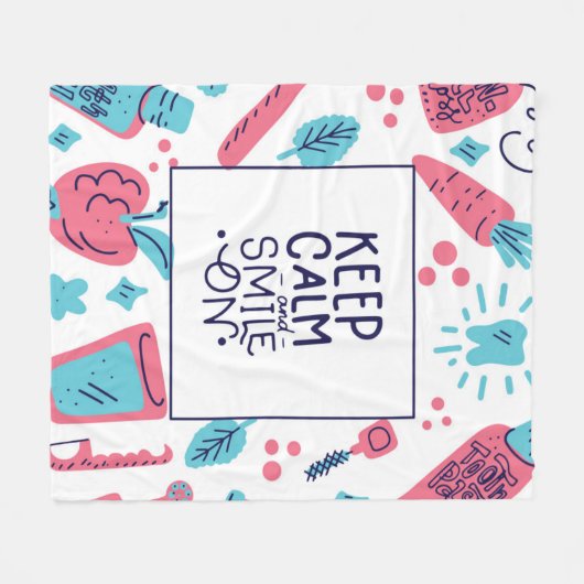 Behalten Sie Ruhe und lächeln Sie auf | niedlicher Fleecedecke (Vorderseite (Horizontal))