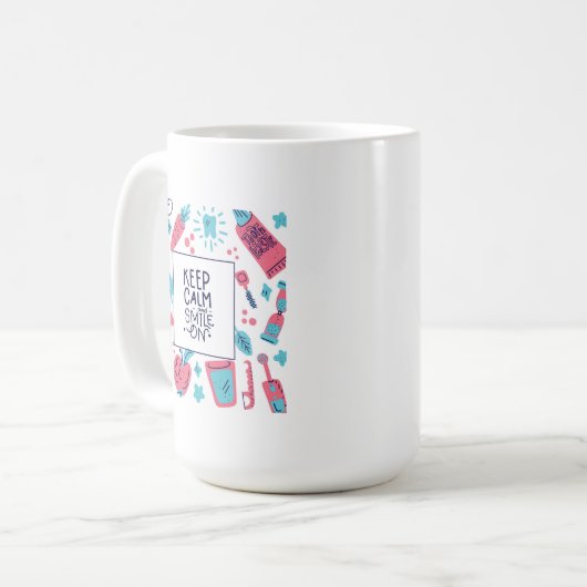 Behalten Sie Ruhe und lächeln Sie auf | niedlicher Kaffeetasse (Vorderseite Links)