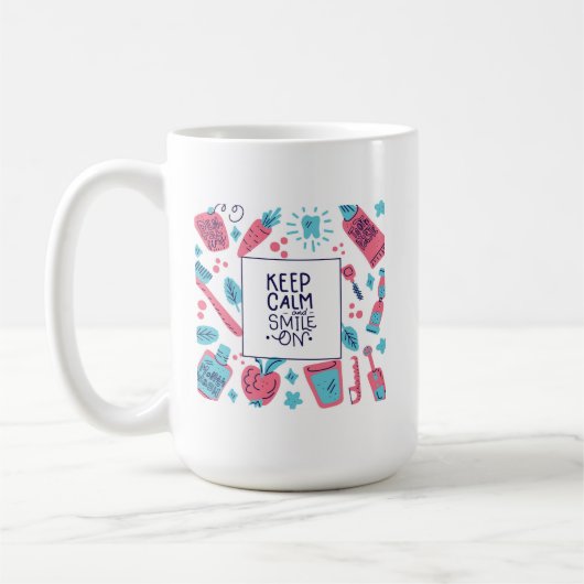 Behalten Sie Ruhe und lächeln Sie auf | niedlicher Kaffeetasse (Links)