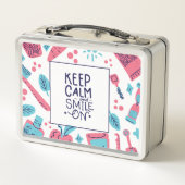 Behalten Sie Ruhe und lächeln Sie auf | niedlicher Metall Brotdose (Rückseite)