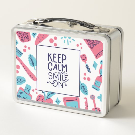 Behalten Sie Ruhe und lächeln Sie auf | niedlicher Metall Brotdose (Rückseite)