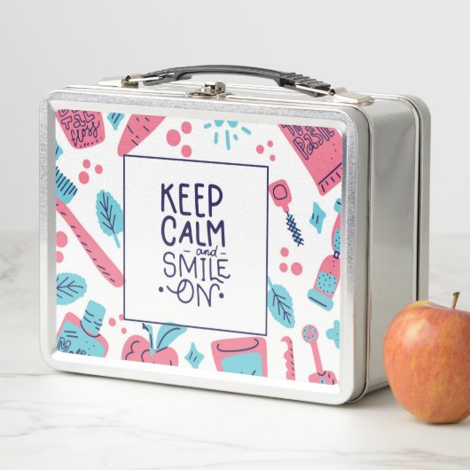 Behalten Sie Ruhe und lächeln Sie auf | niedlicher Metall Brotdose (Beispiel)