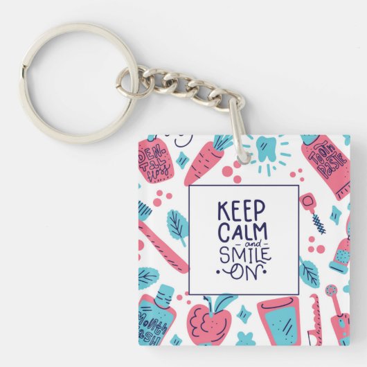 Behalten Sie Ruhe und lächeln Sie auf | niedlicher Schlüsselanhänger (Vorderseite)