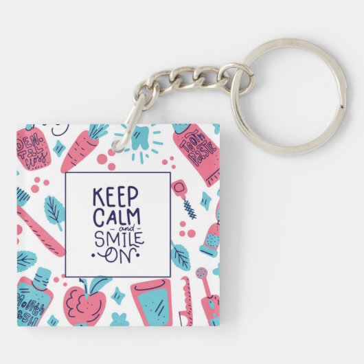 Behalten Sie Ruhe und lächeln Sie auf | niedlicher Schlüsselanhänger (Rückseite)