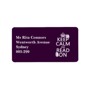 Behalten Sie Ruhe und lesen Sie auf (in Adressaufkleber