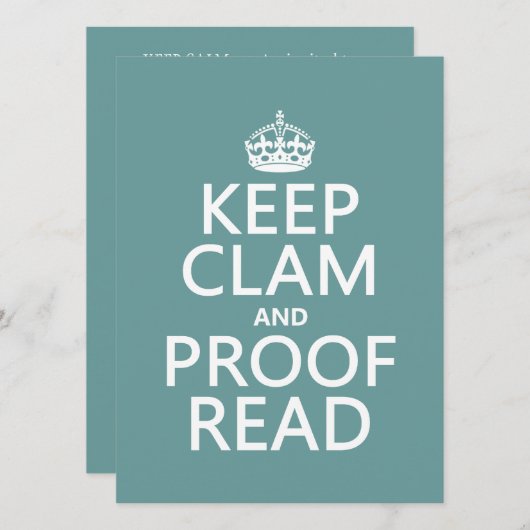 Behalten Sie Ruhe und lesen Sie Korrektur Einladung (Vorne/Hinten)