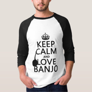 Behalten Sie Ruhe-und Liebe-Banjo (irgendeine T-Shirt