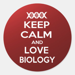 Behalten Sie Ruhe und Liebe-Biologie Runder Aufkleber