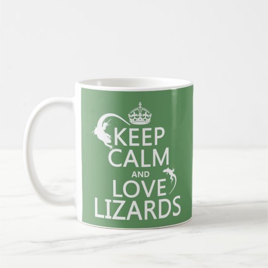Behalten Sie Ruhe-und Liebe-Eidechsen - alle Kaffeetasse (Links)