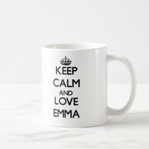 Behalten Sie Ruhe und Liebe Emma Kaffeetasse