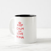 Behalten Sie Ruhe und Liebe Fiona Zweifarbige Tasse (Vorderseite Links)